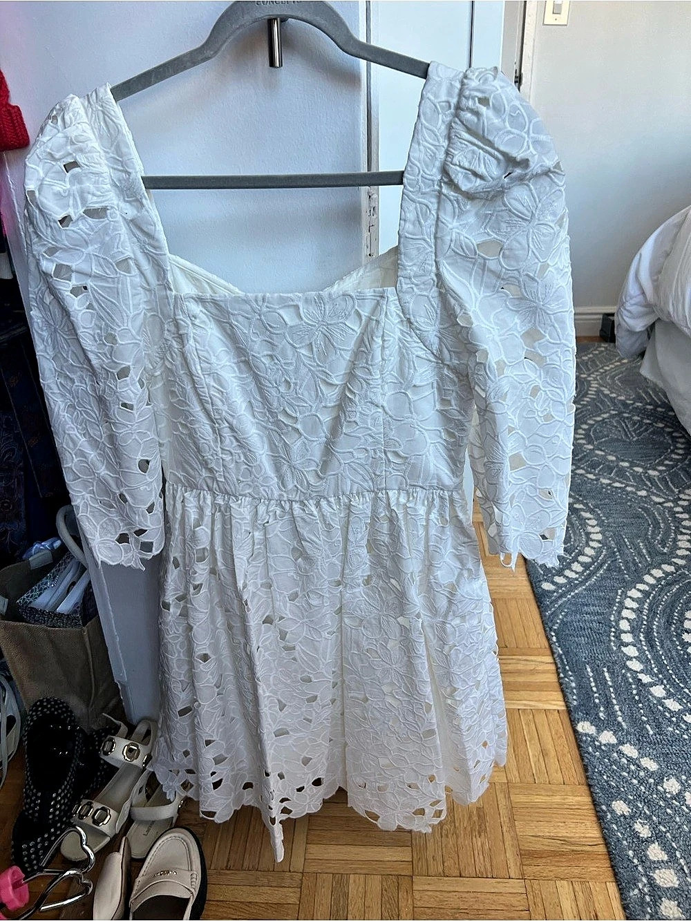 Cara Hart Dress Eyelet White Mini Dress White Size 6